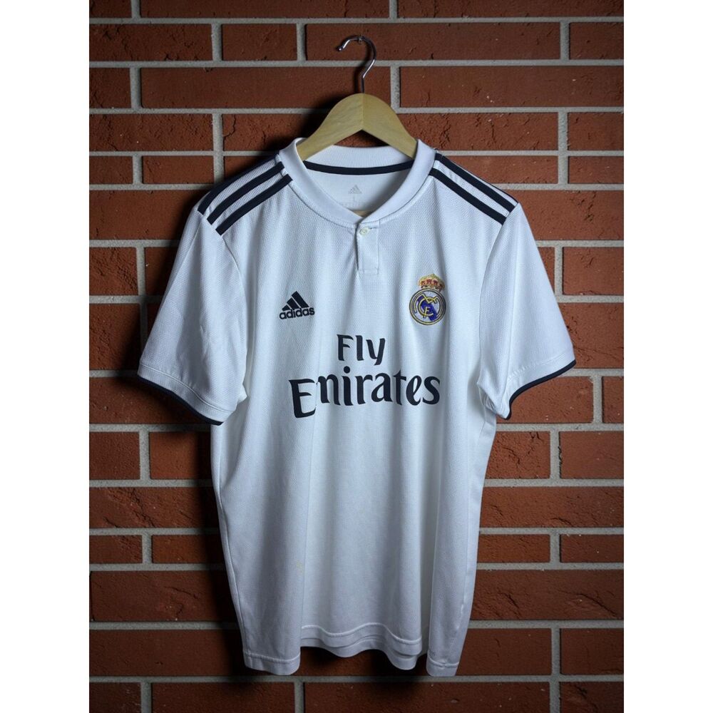 Adidas Real Madrid Fly Emirates Home Soccer Jersey Men's Large White Shirt